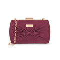 Satin Bow Large Maroon Clutch