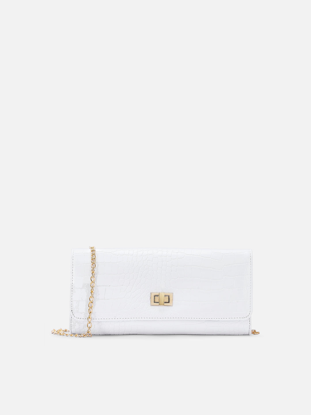 Glossy Dino Envelope Large White Clutch