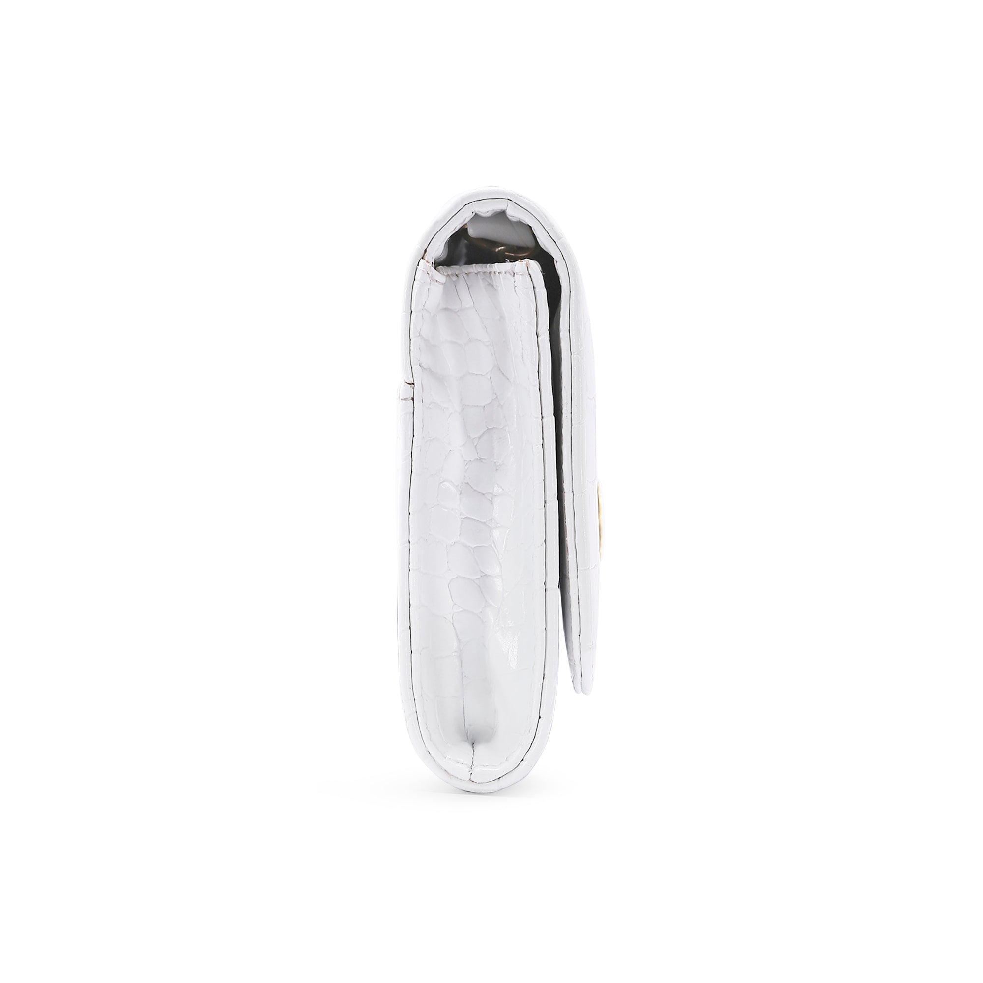 Lavie Luxe White Large Women's Glossy Dino Envelope Clutch Purse