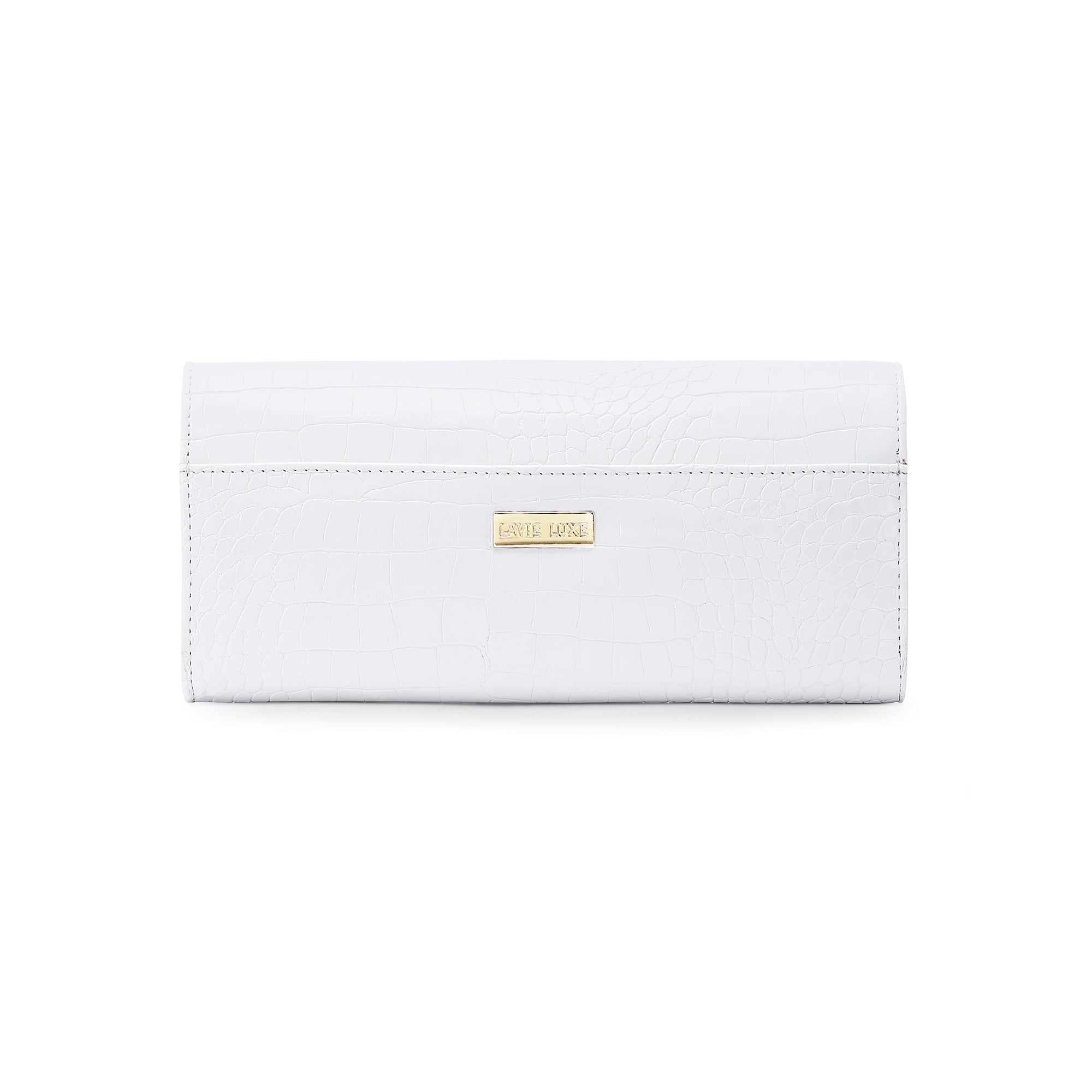 Lavie Luxe White Large Women's Glossy Dino Envelope Clutch Purse