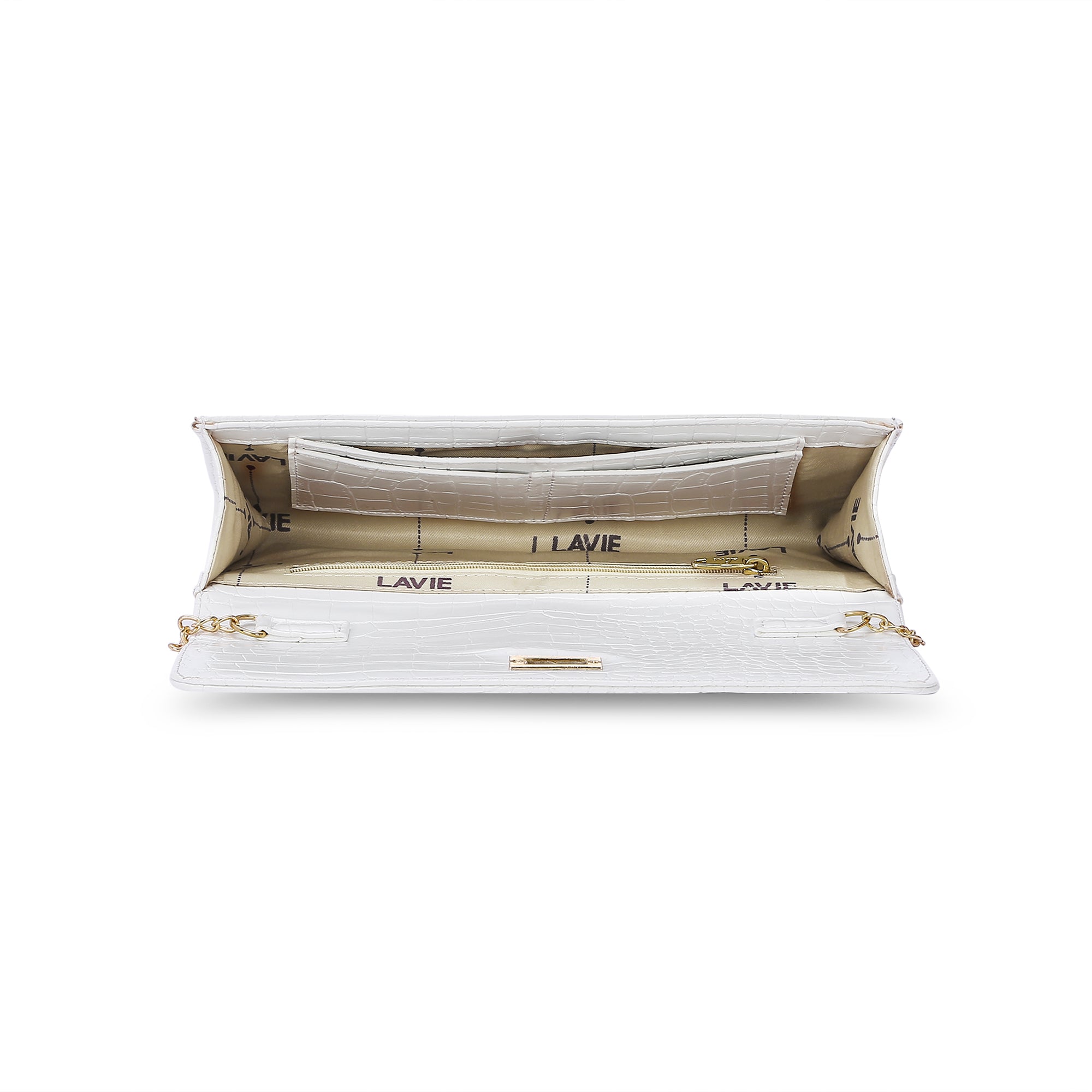 Lavie Luxe White Large Women's Glossy Dino Envelope Clutch Purse