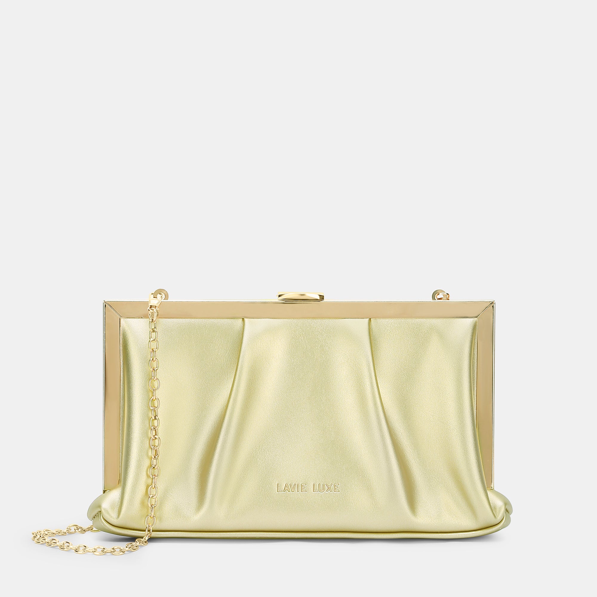 Lavie Luxe Pleatz framed Gold Medium Women's Clutch