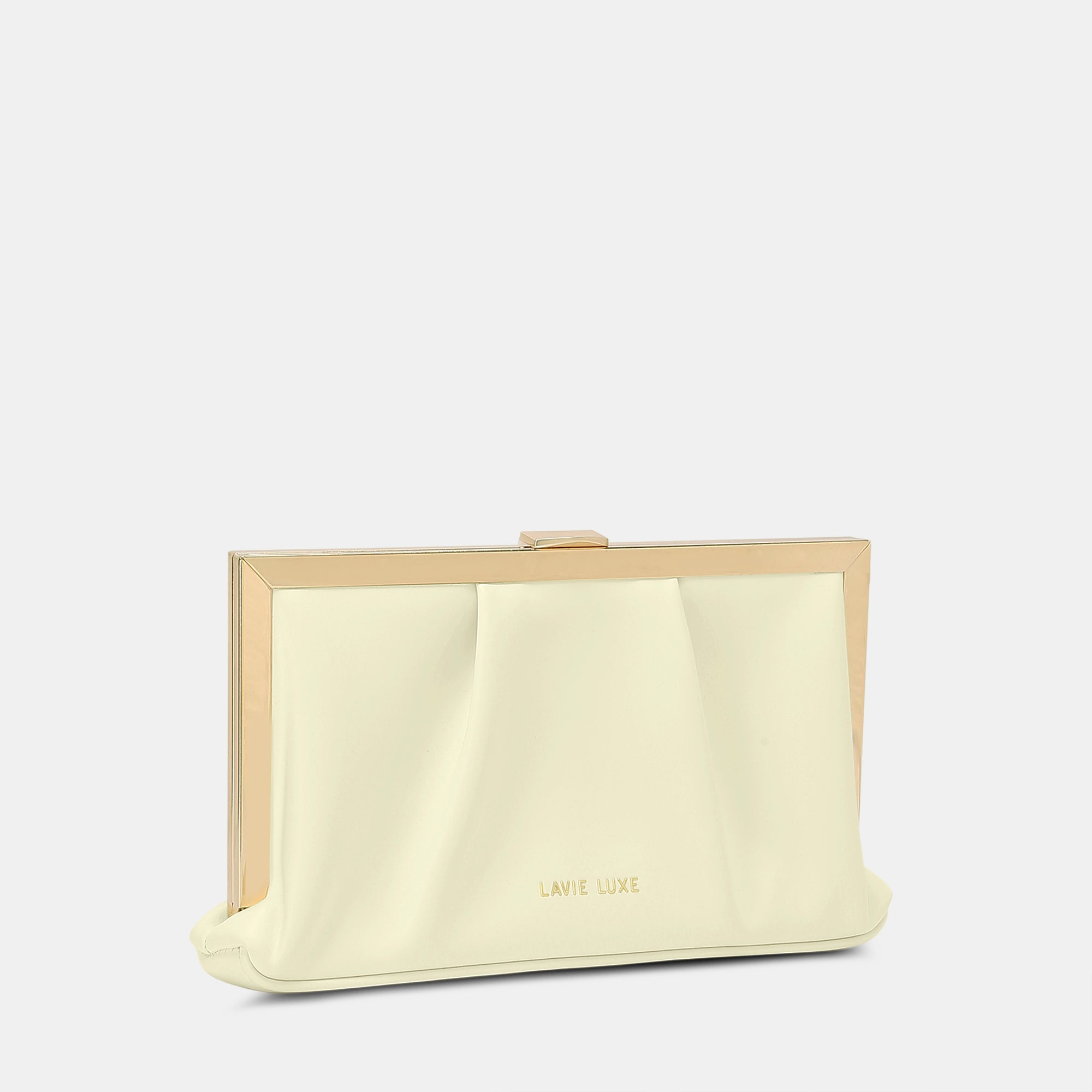 Lavie Luxe Pleatz framed Offwhite Medium Women's Clutch