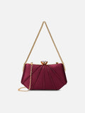 Akron Handle Frame Medium Maroon Clutch