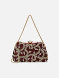 Trenton Handle Frame Large Maroon Clutch