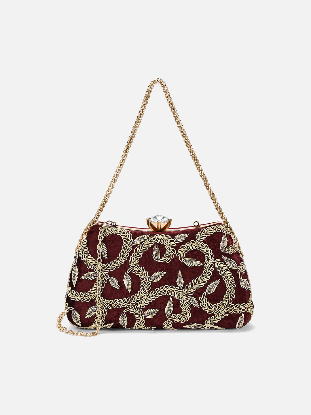 Trenton Handle Frame Large Maroon Clutch
