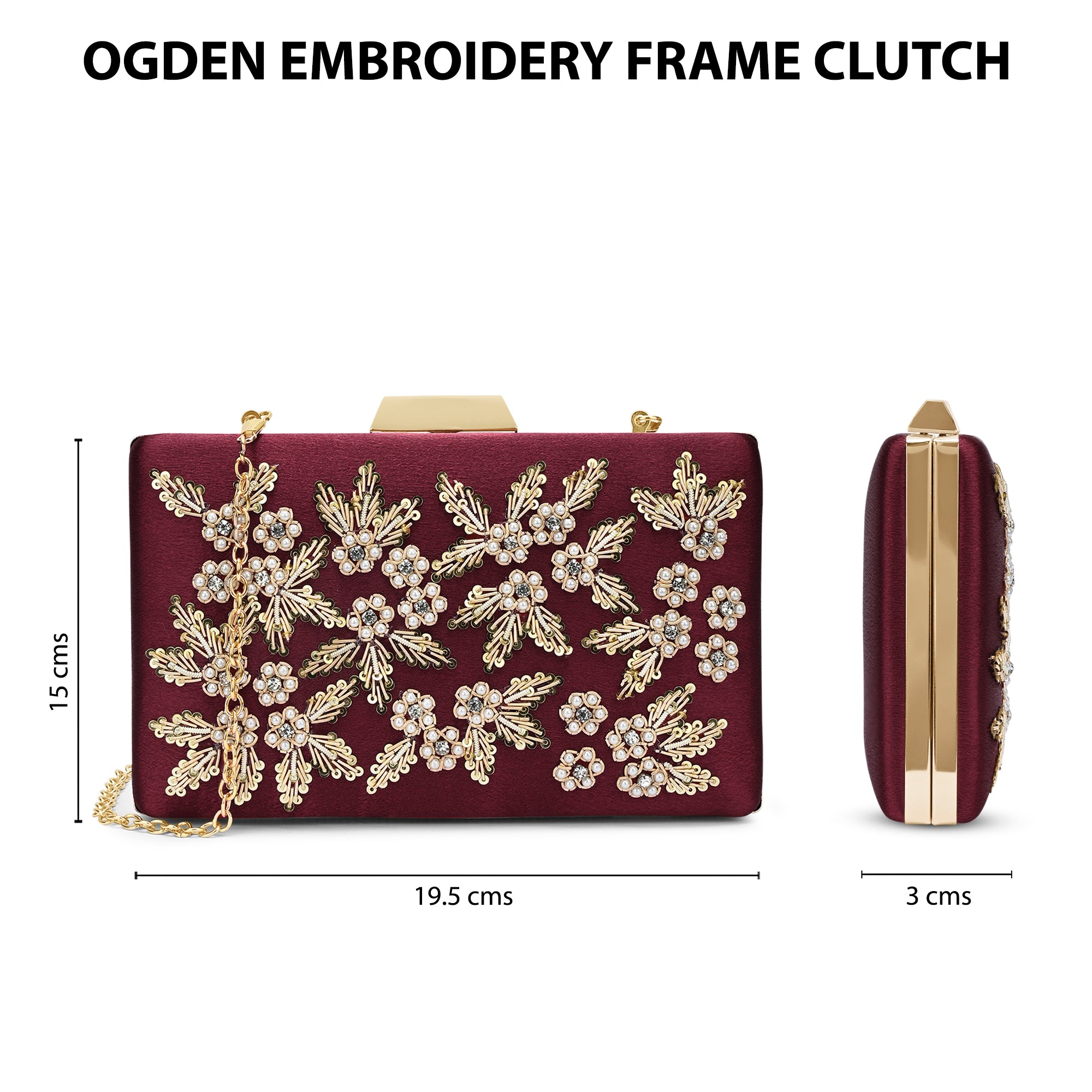 Ogden Embroyidery Large Frame Clutch