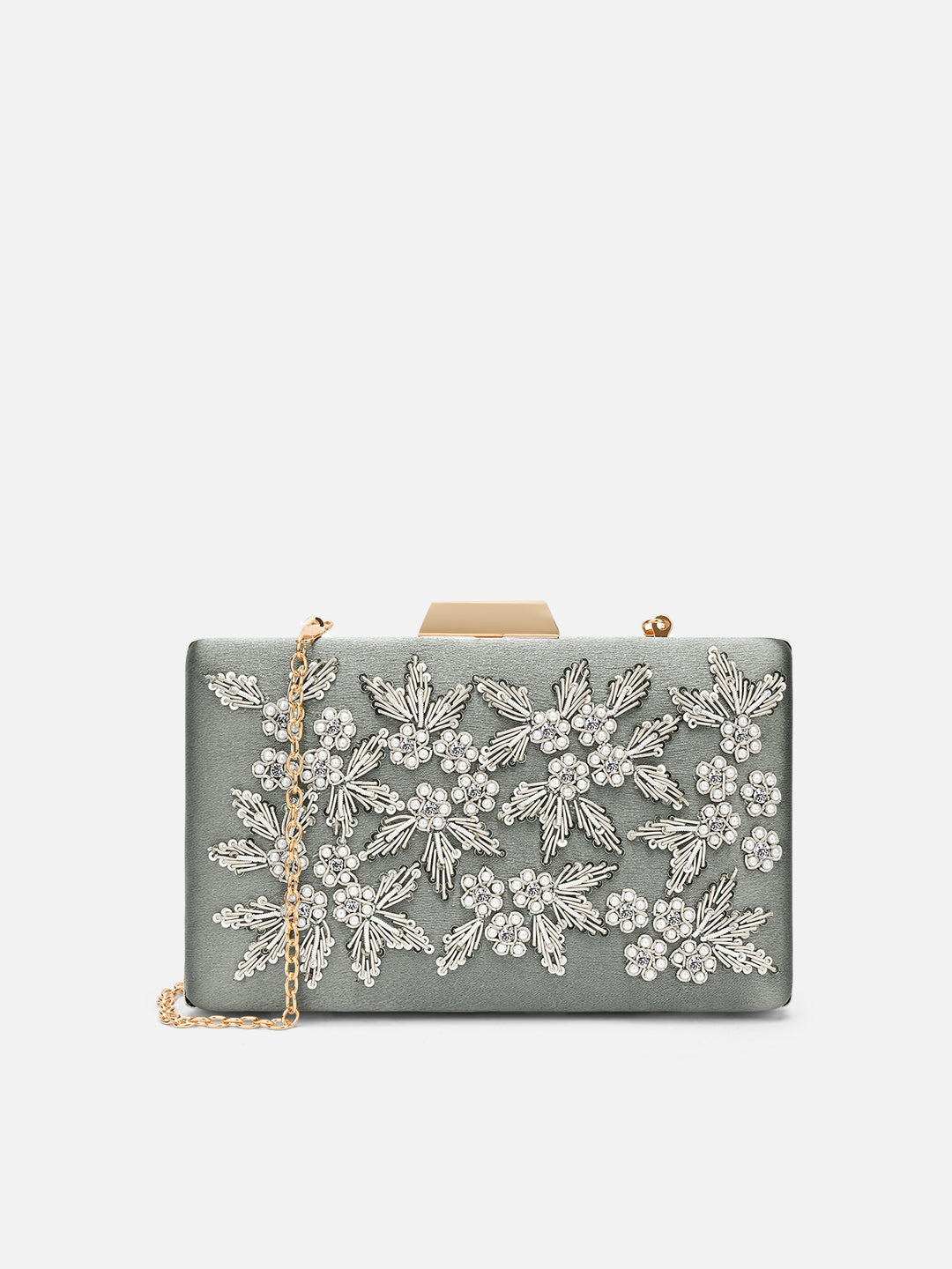 Ogden Embroyidery Frame Large Silver Clutch