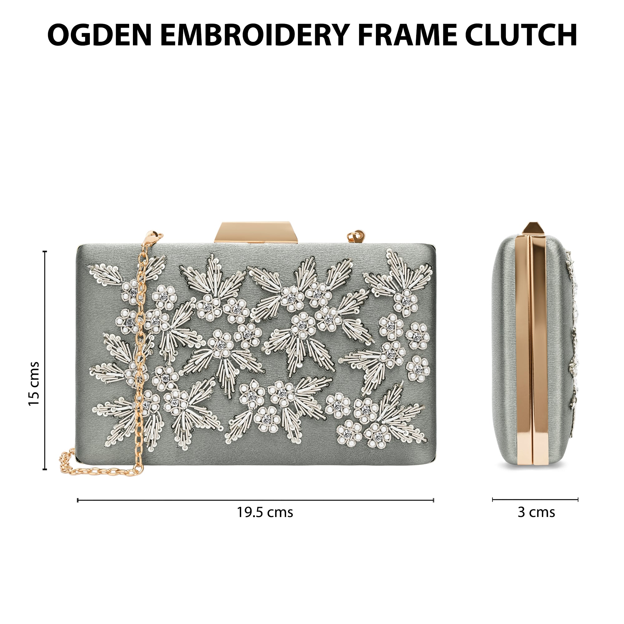 Ogden Embroyidery Large Frame Clutch