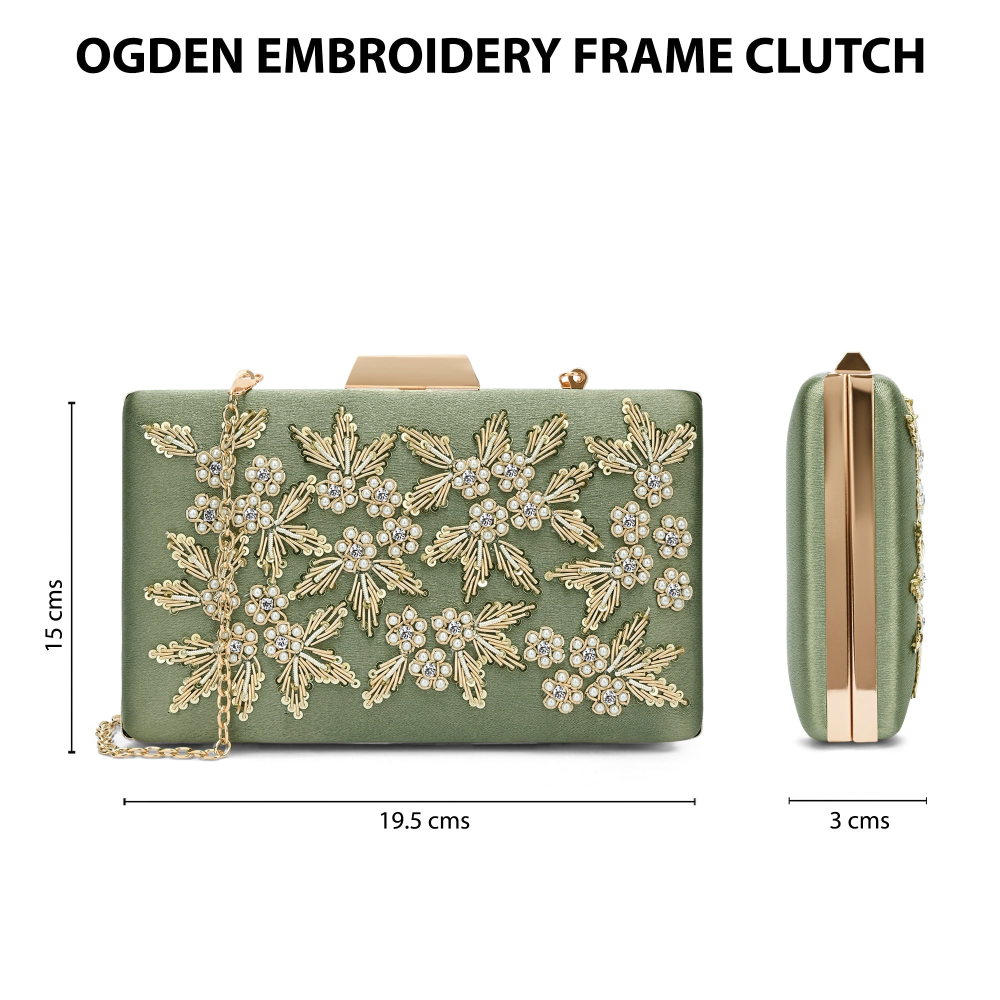 Ogden Embroyidery Large Frame Clutch
