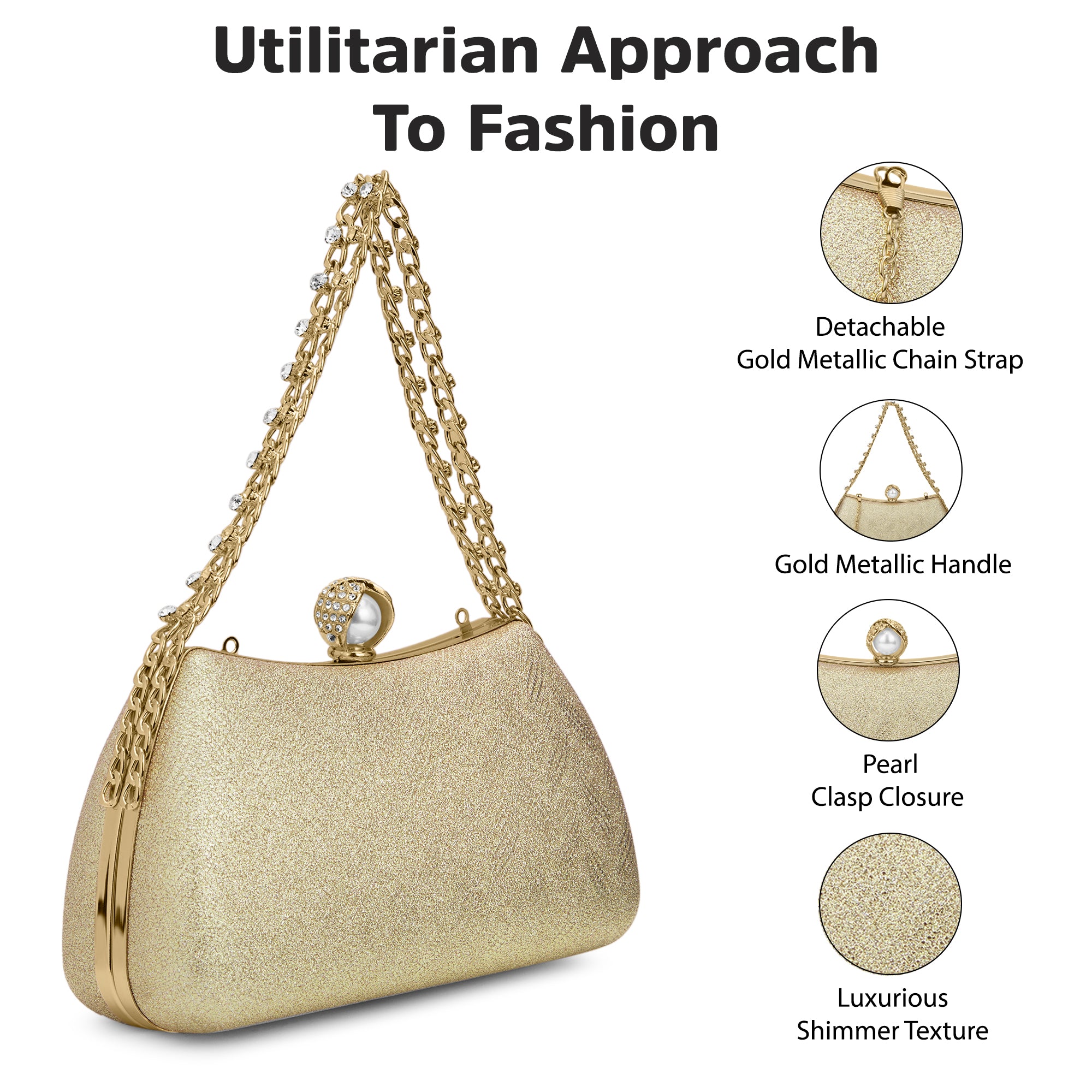 Updo Large Framed Clutch Gold