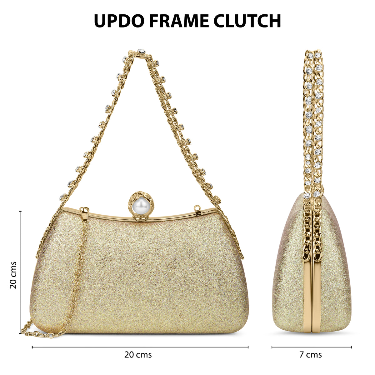 Updo Large Framed Clutch Gold
