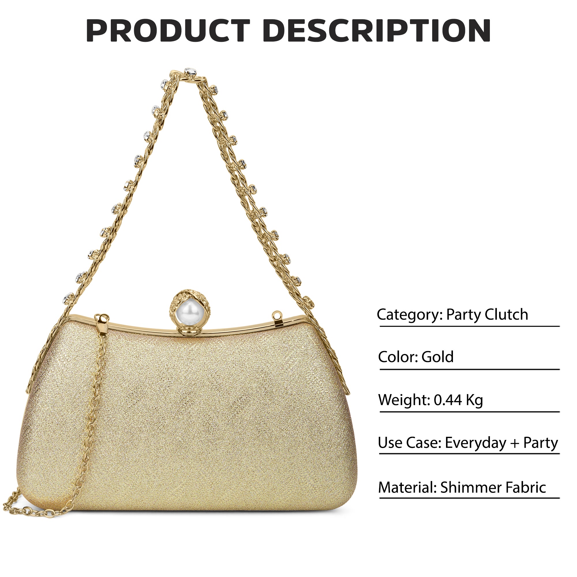Updo Large Framed Clutch Gold
