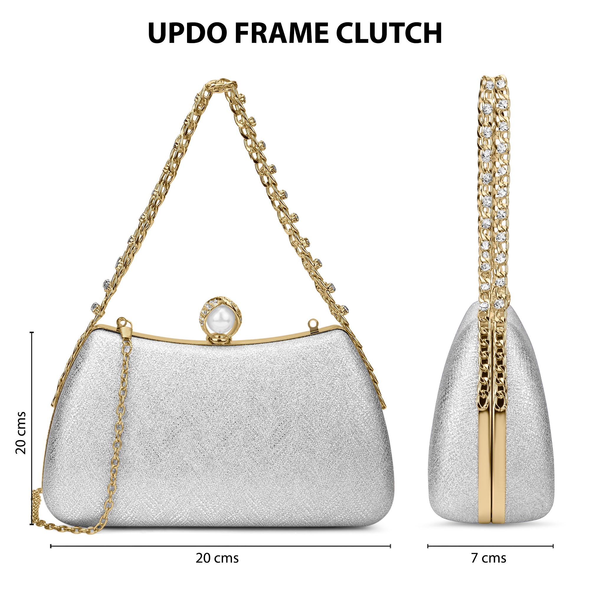 Updo Large Framed Clutch Silver