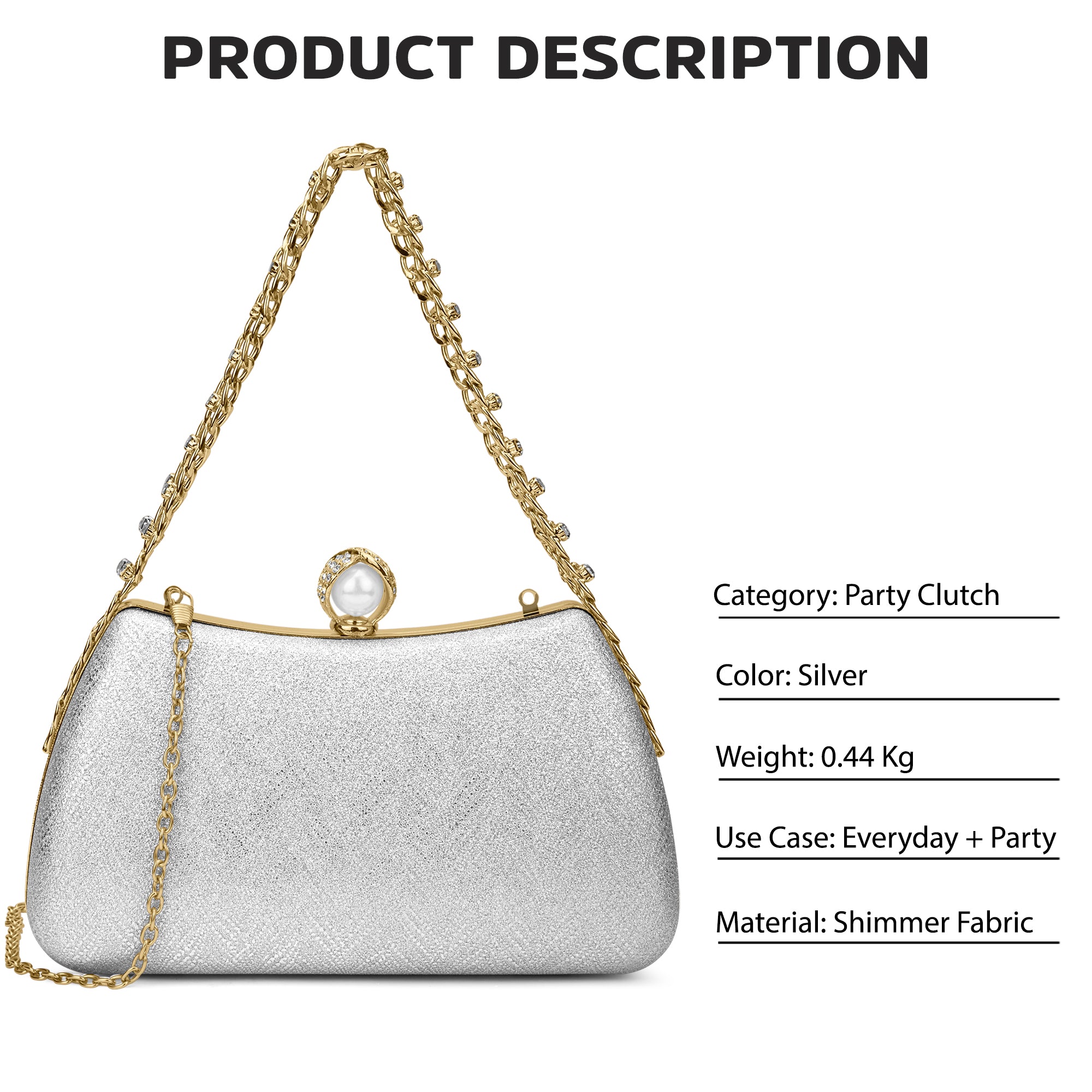 Updo Large Framed Clutch Silver