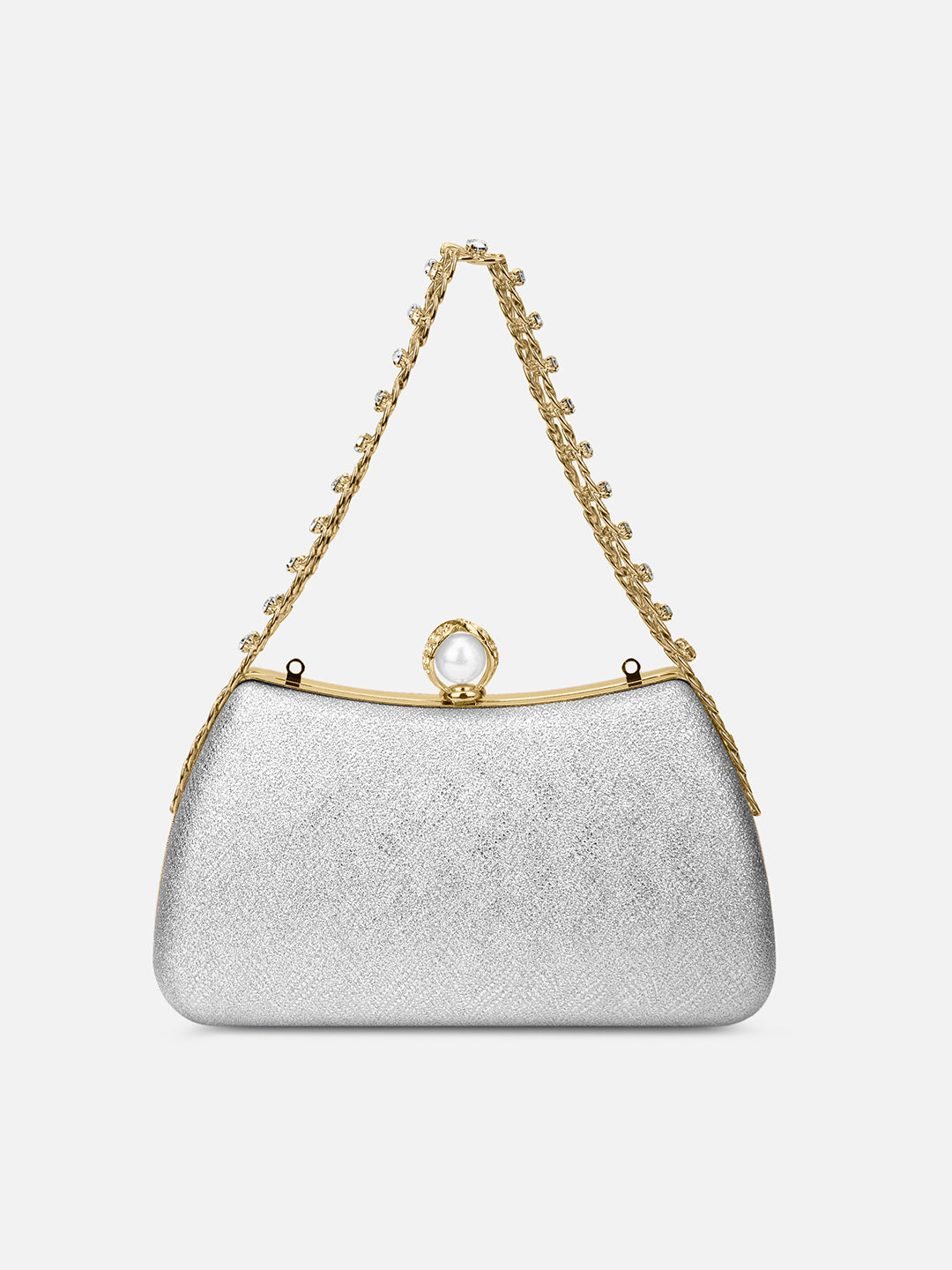 Updo Large Framed Clutch Silver