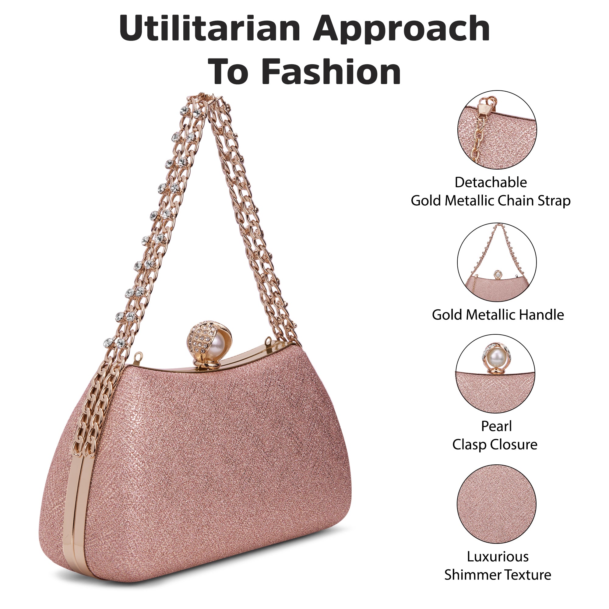 Updo Large Framed Clutch Rose Gold