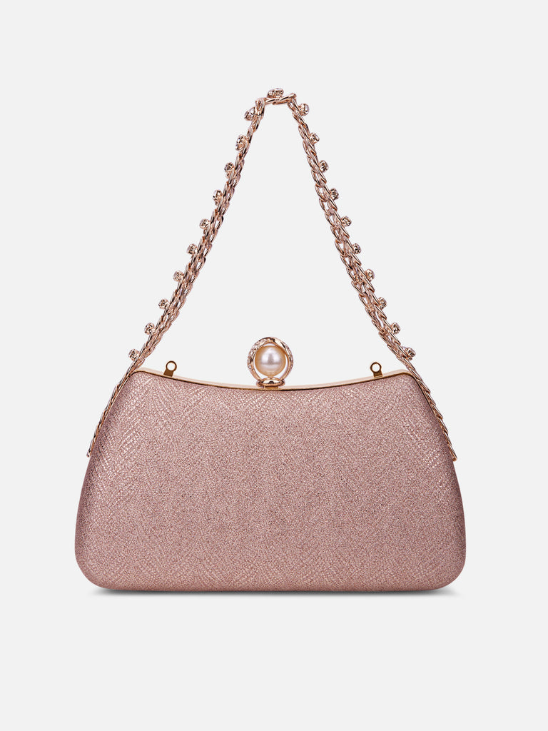 Updo Large Framed Clutch Rose Gold