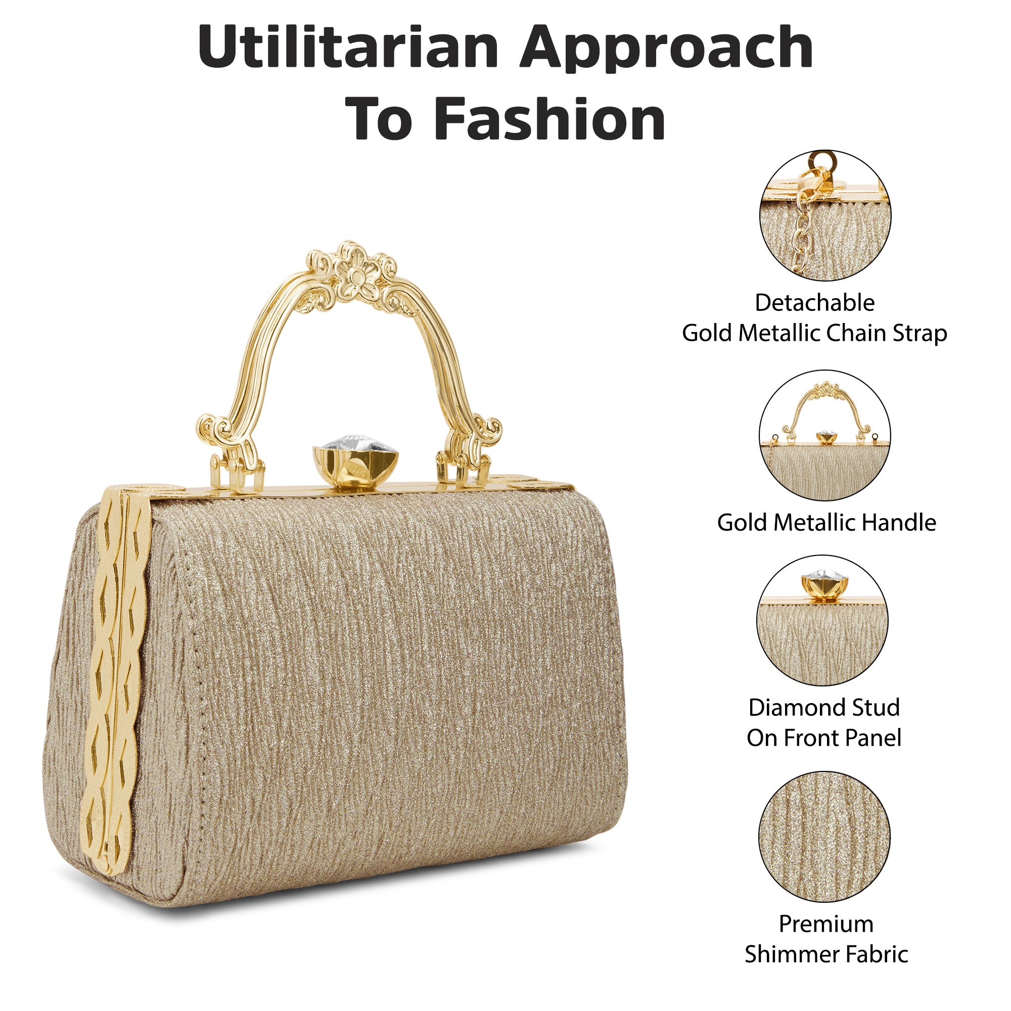 Glisten Small Framed Clutch Gold