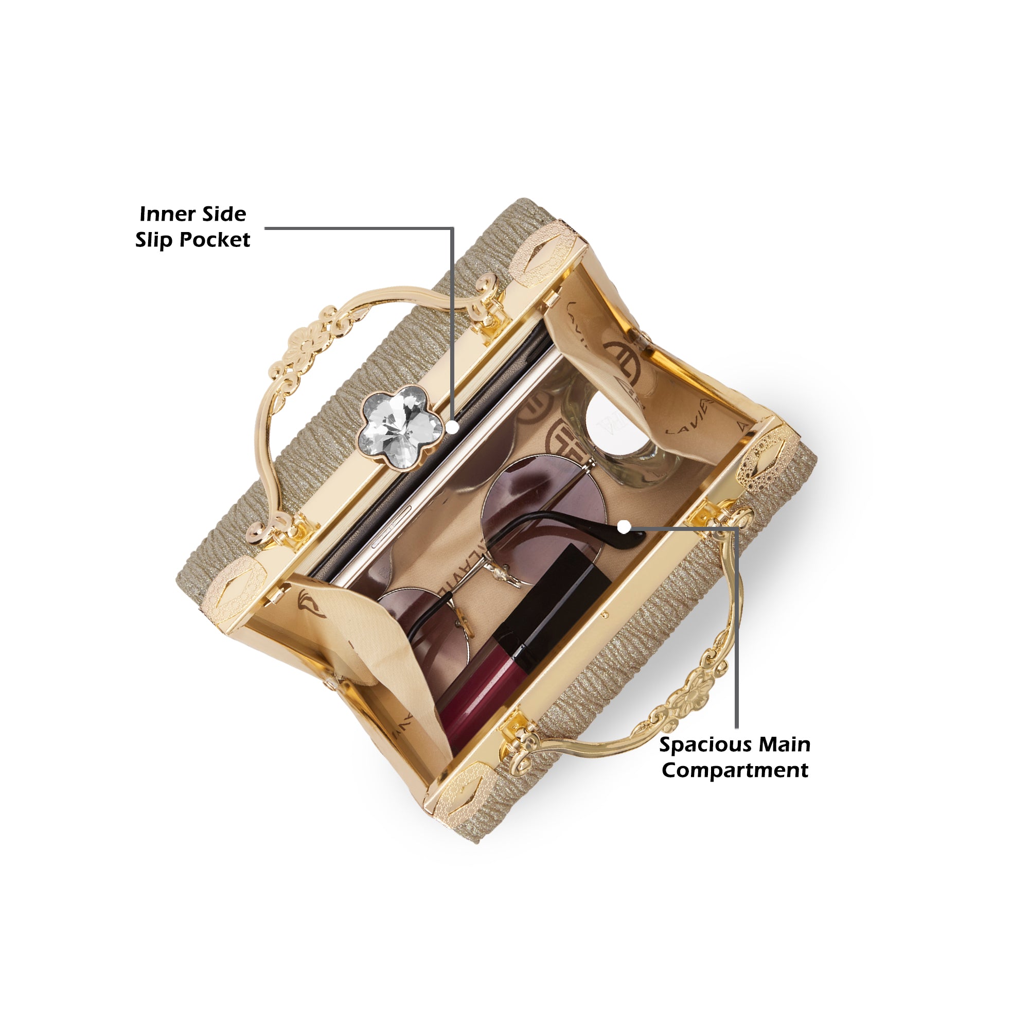 Glisten Small Framed Clutch Gold