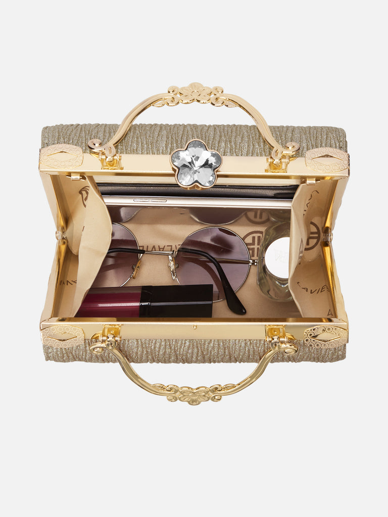 Glisten Small Framed Clutch Gold