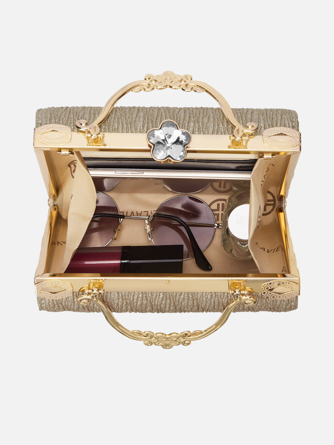 Glisten Small Framed Clutch Gold
