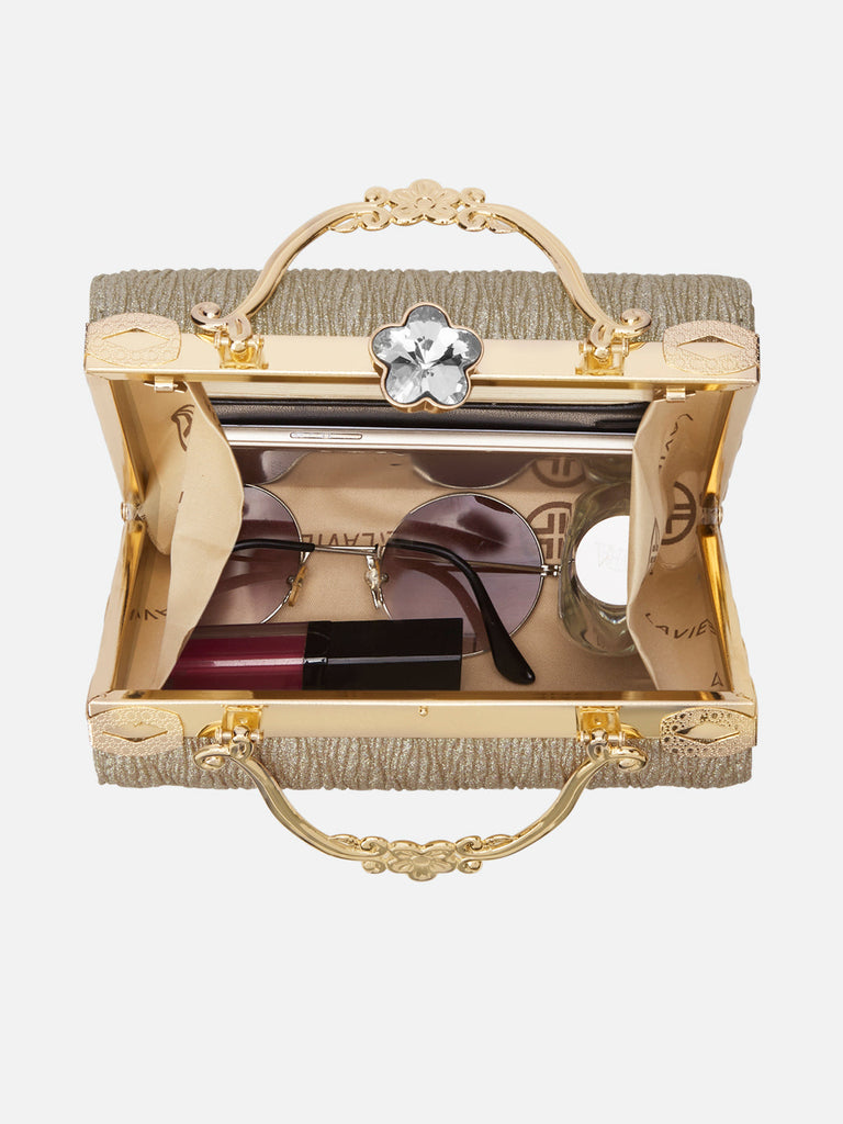 Glisten Small Framed Clutch Gold