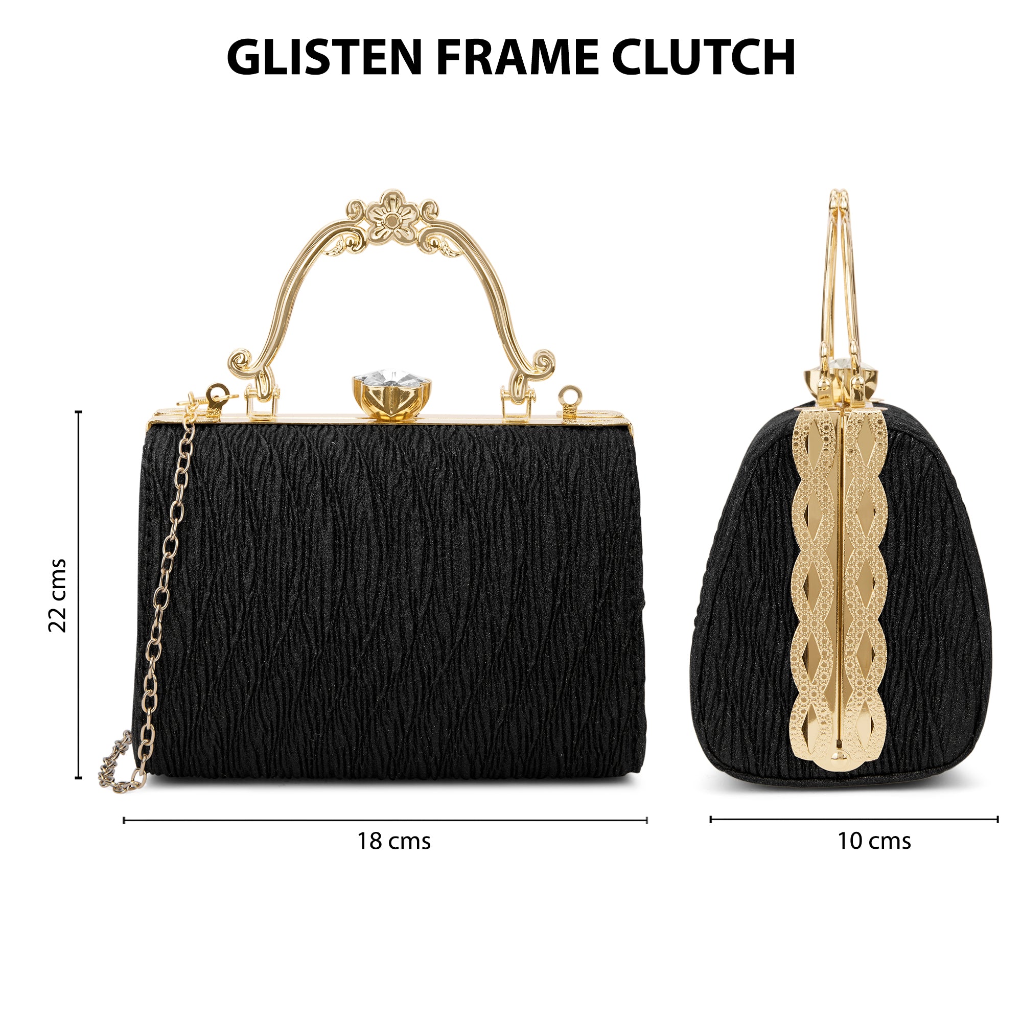 Glisten Small Framed Clutch Black