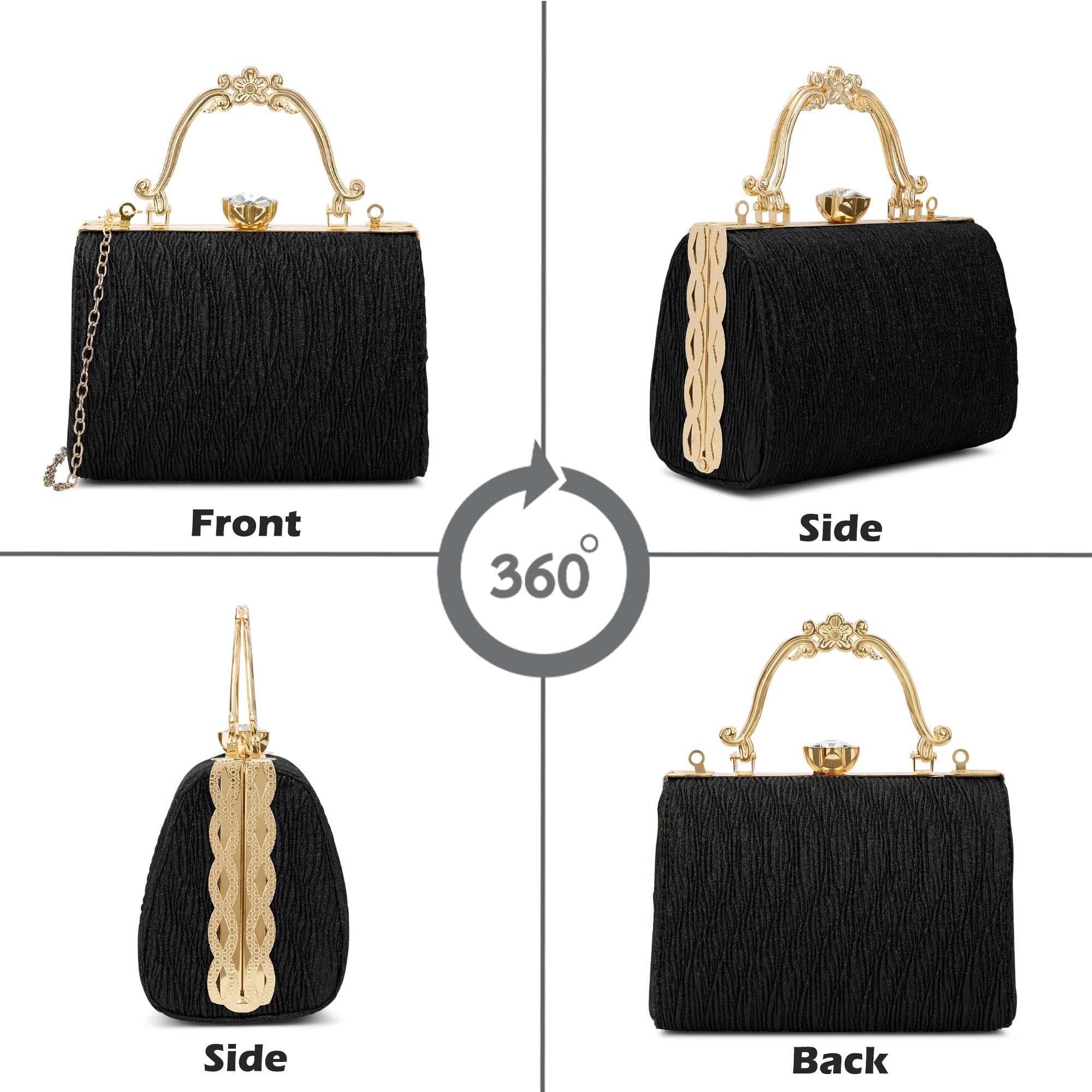 Glisten Small Framed Clutch Black