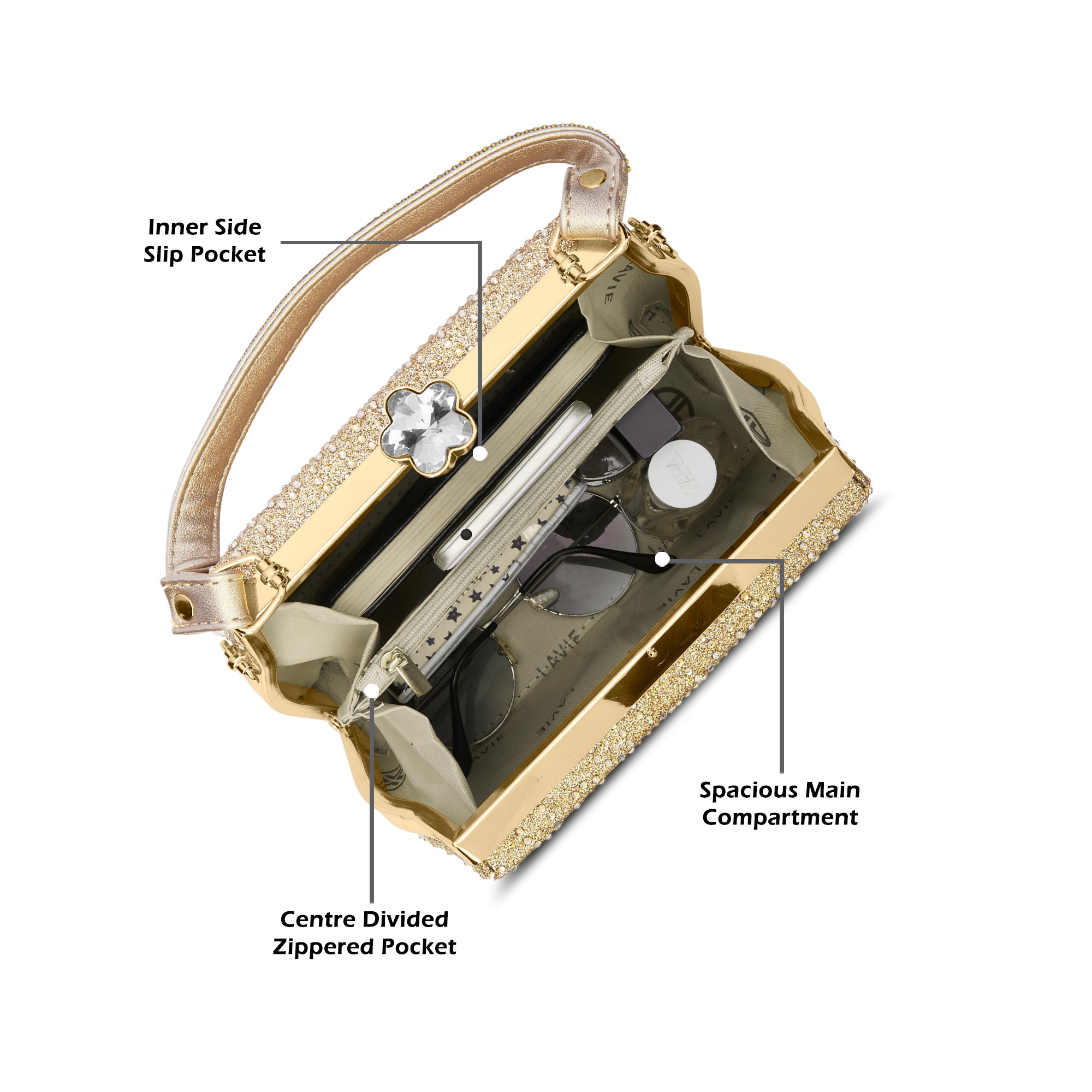 Flare Large Framed Clutch Gold