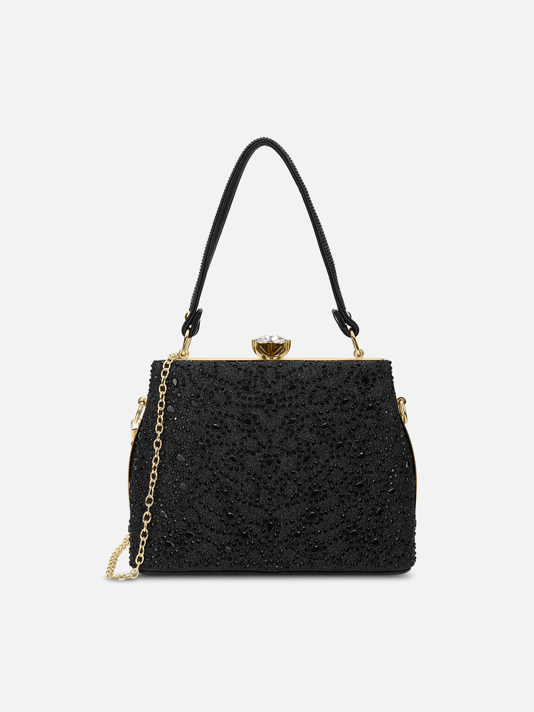Flare Large Framed Clutch Black