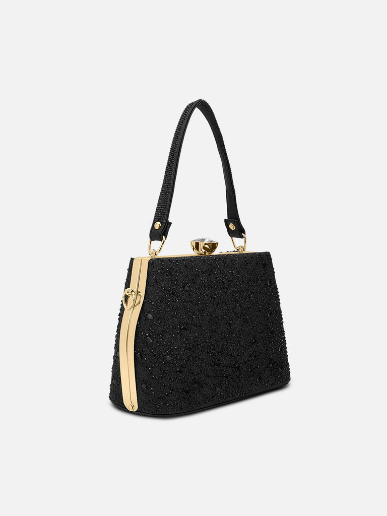 Flare Large Framed Clutch Black