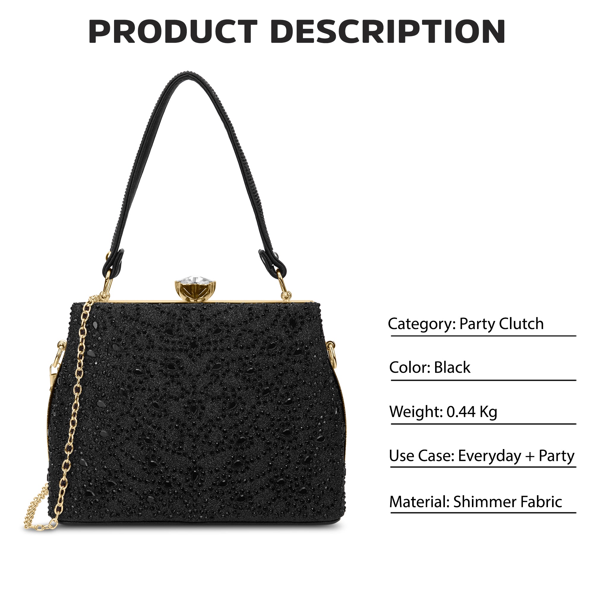 Flare Large Framed Clutch Black