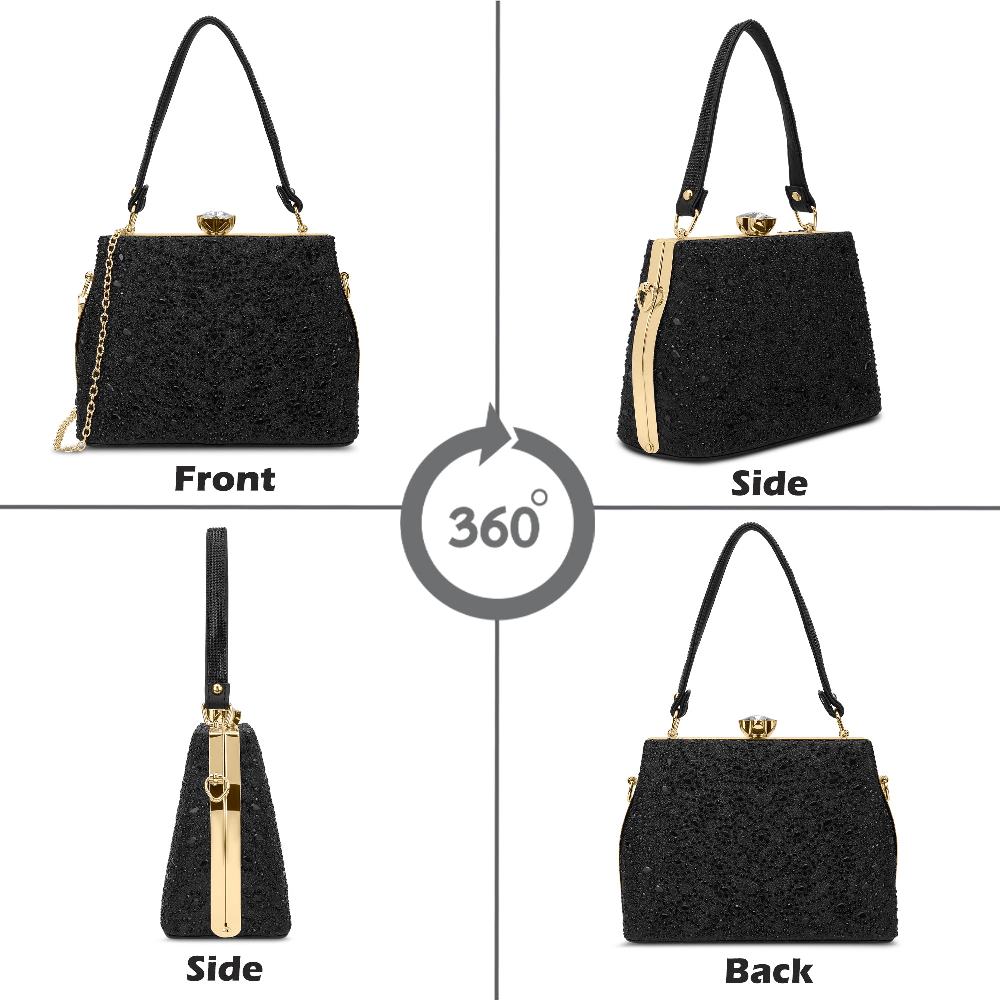 Flare Large Framed Clutch Black