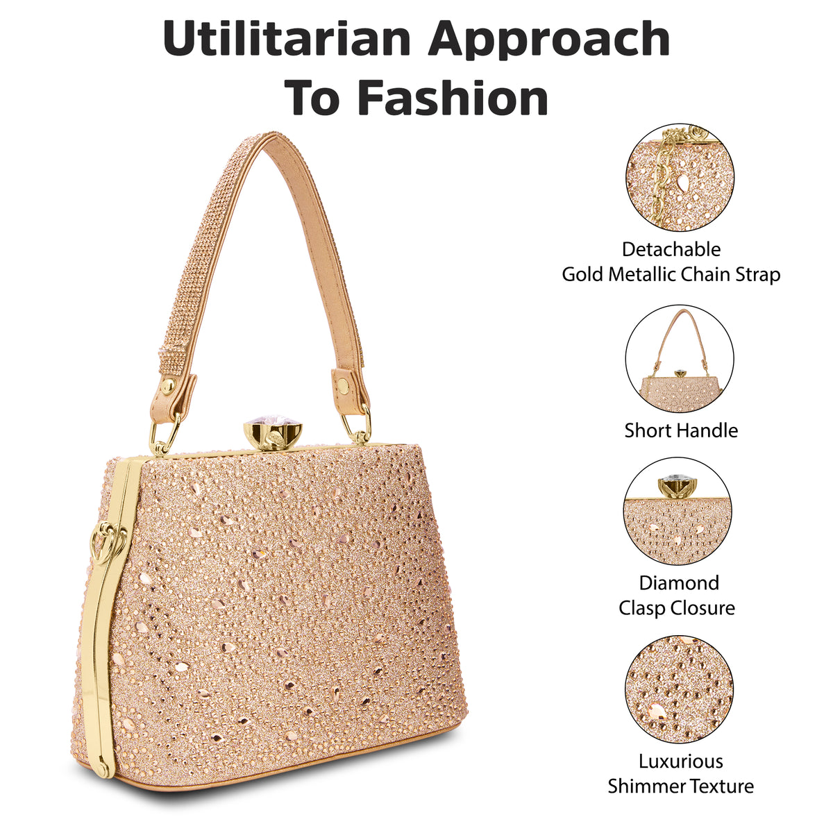 Flare Large Framed Clutch Rose Gold