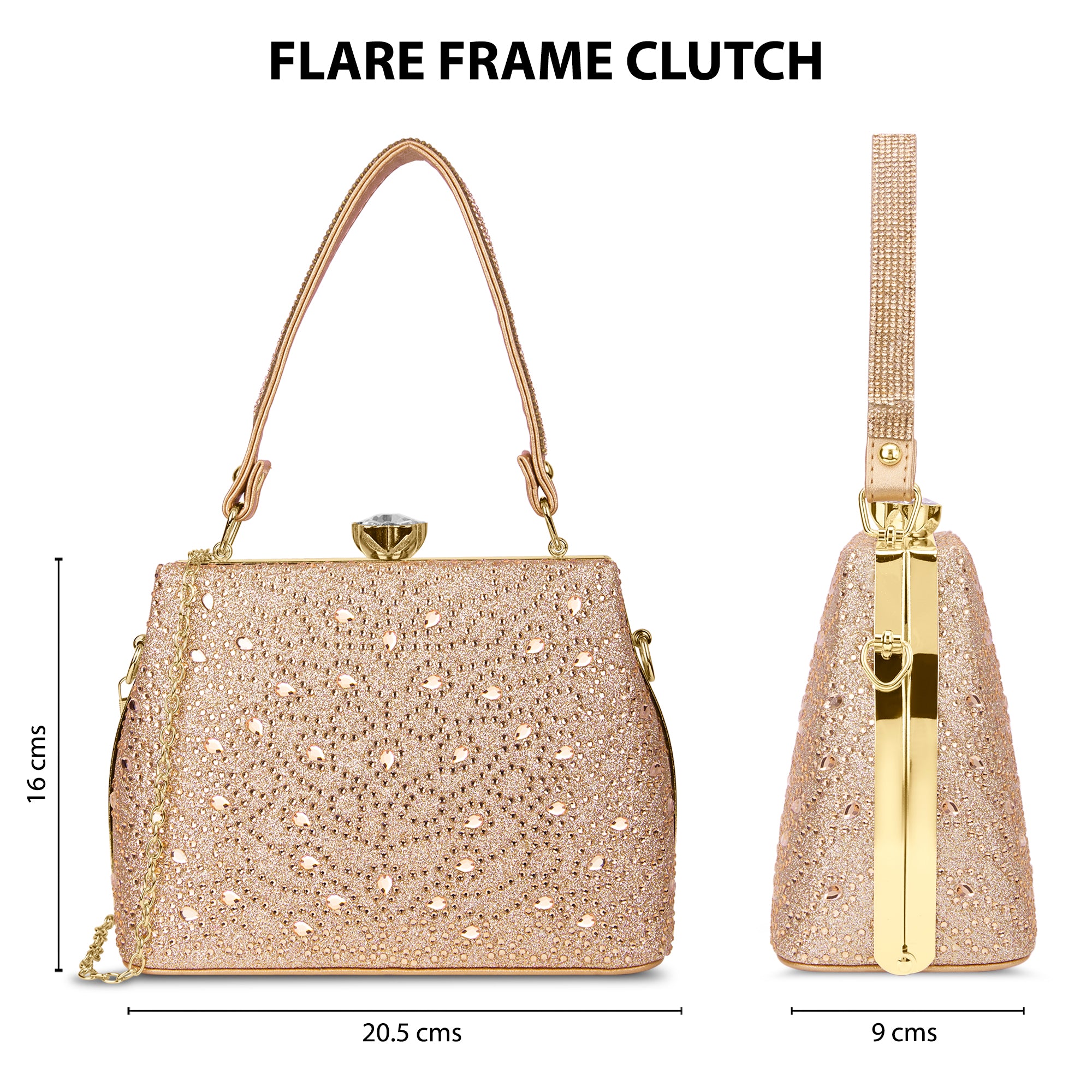 Flare Large Framed Clutch Rose Gold