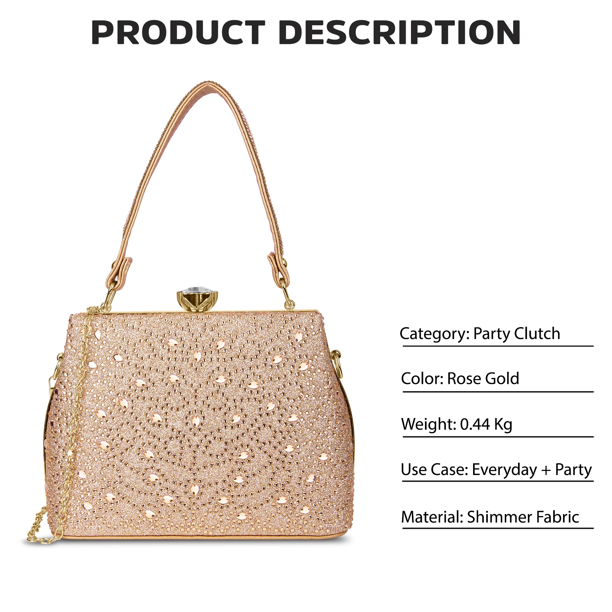 Flare Large Framed Clutch Rose Gold