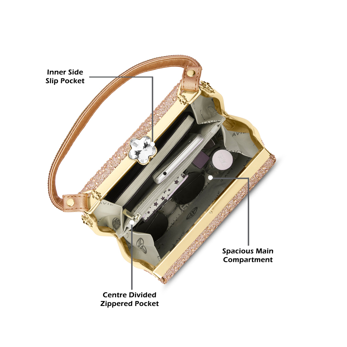 Flare Large Framed Clutch Rose Gold
