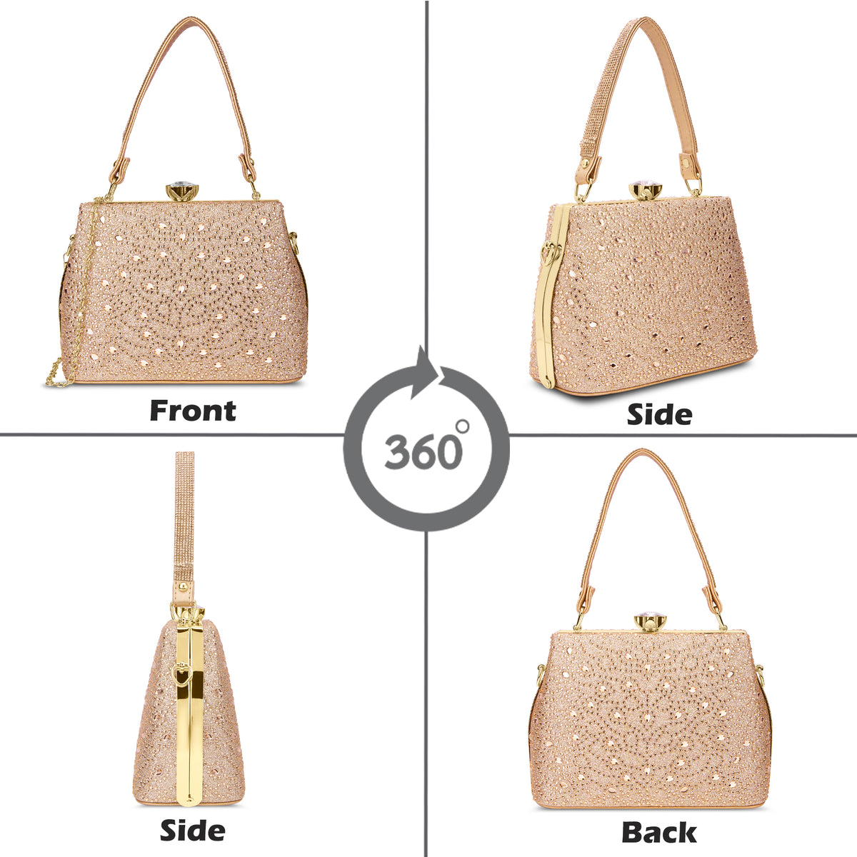 Flare Large Framed Clutch Rose Gold