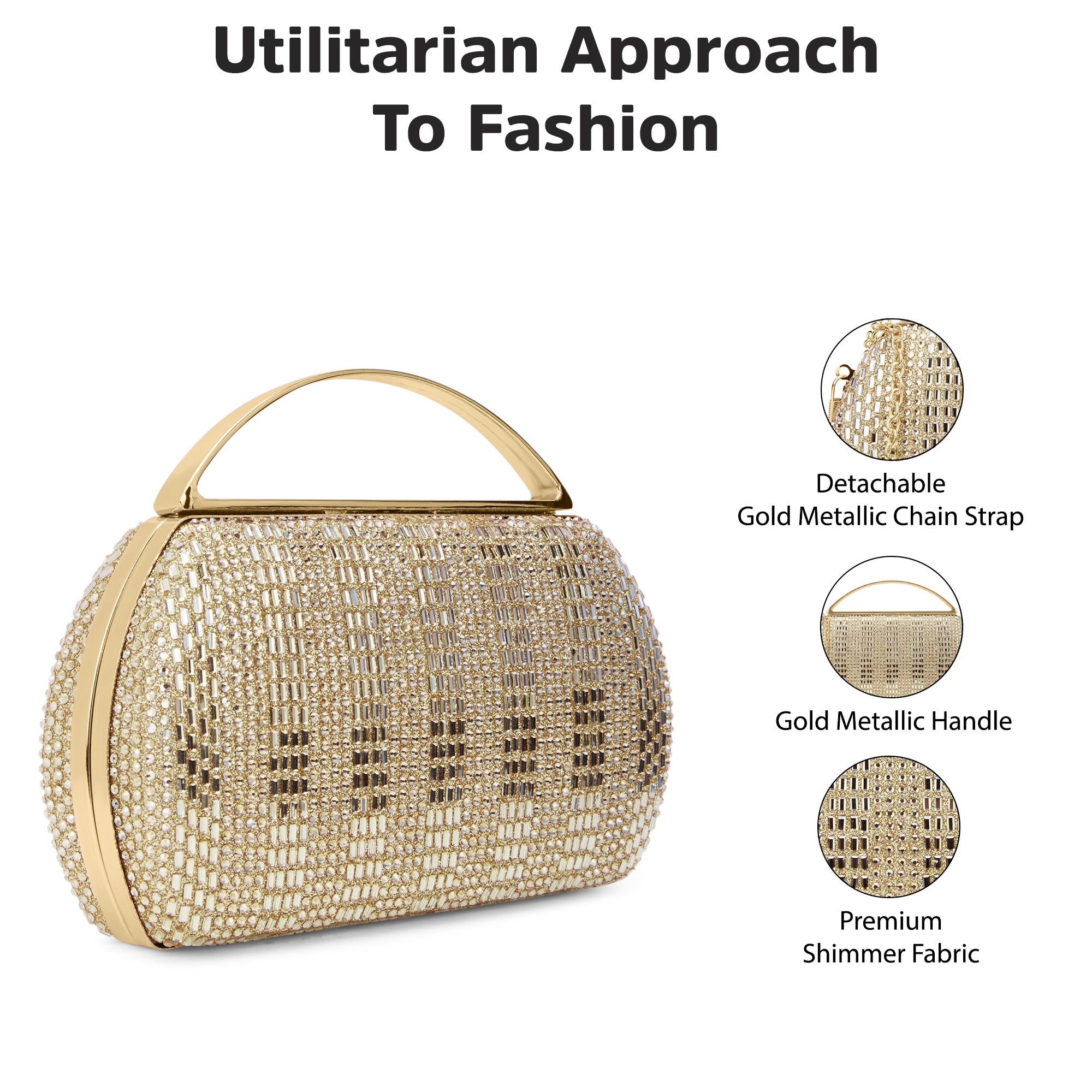 Bun Large Handle Clutch Gold