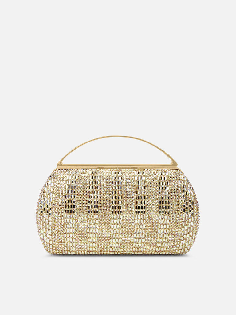 Bun Large Handle Clutch Gold