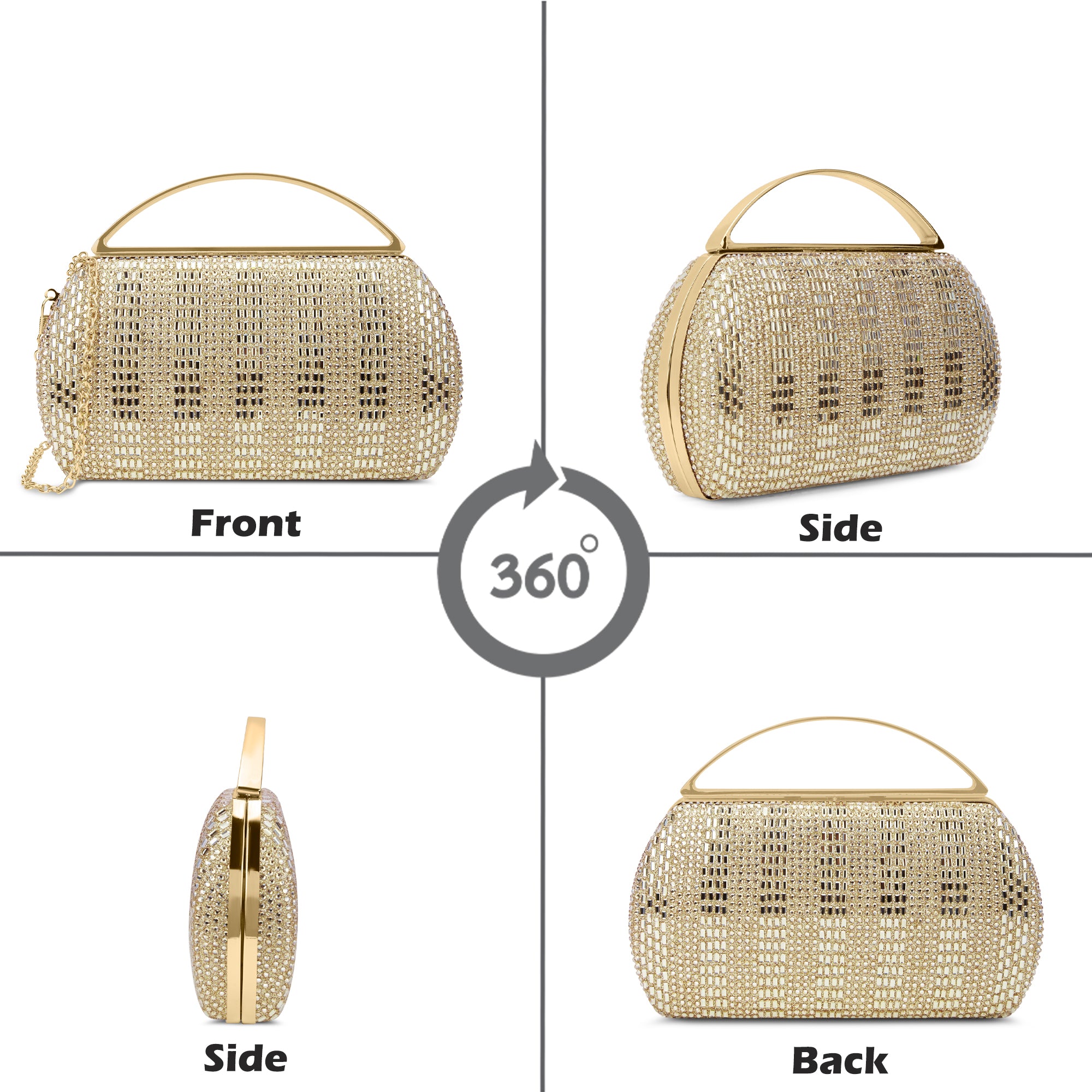 Bun Large Handle Clutch Gold