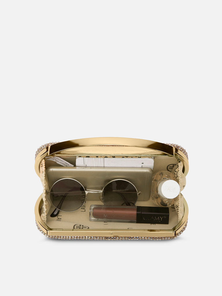 Bun Large Handle Clutch Gold