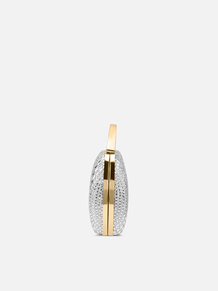 Bun Large Handle Clutch Silver