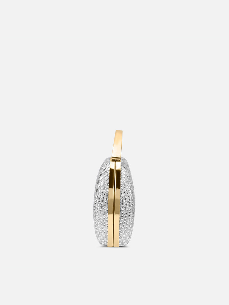 Bun Large Handle Clutch Silver