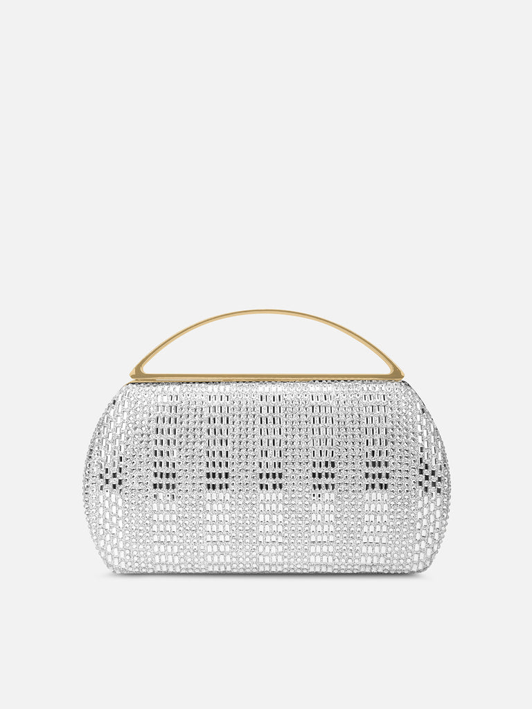 Bun Large Handle Clutch Silver
