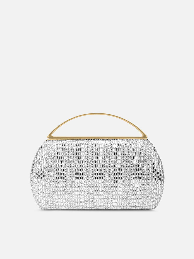 Bun Large Handle Clutch Silver