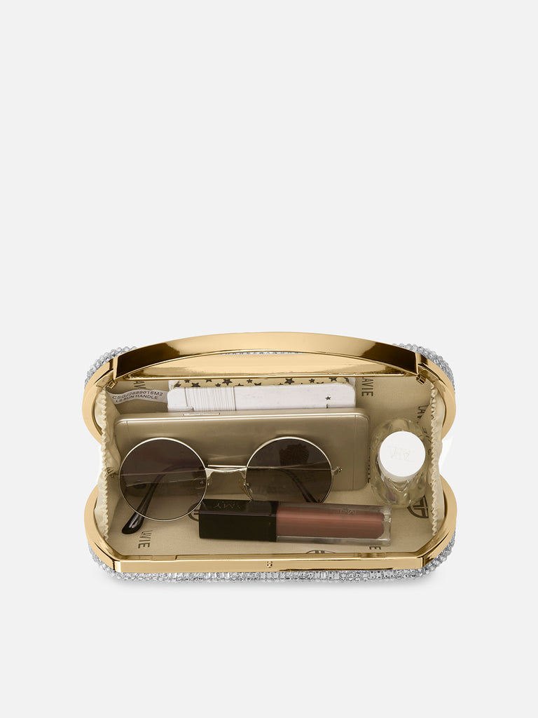 Bun Large Handle Clutch Silver