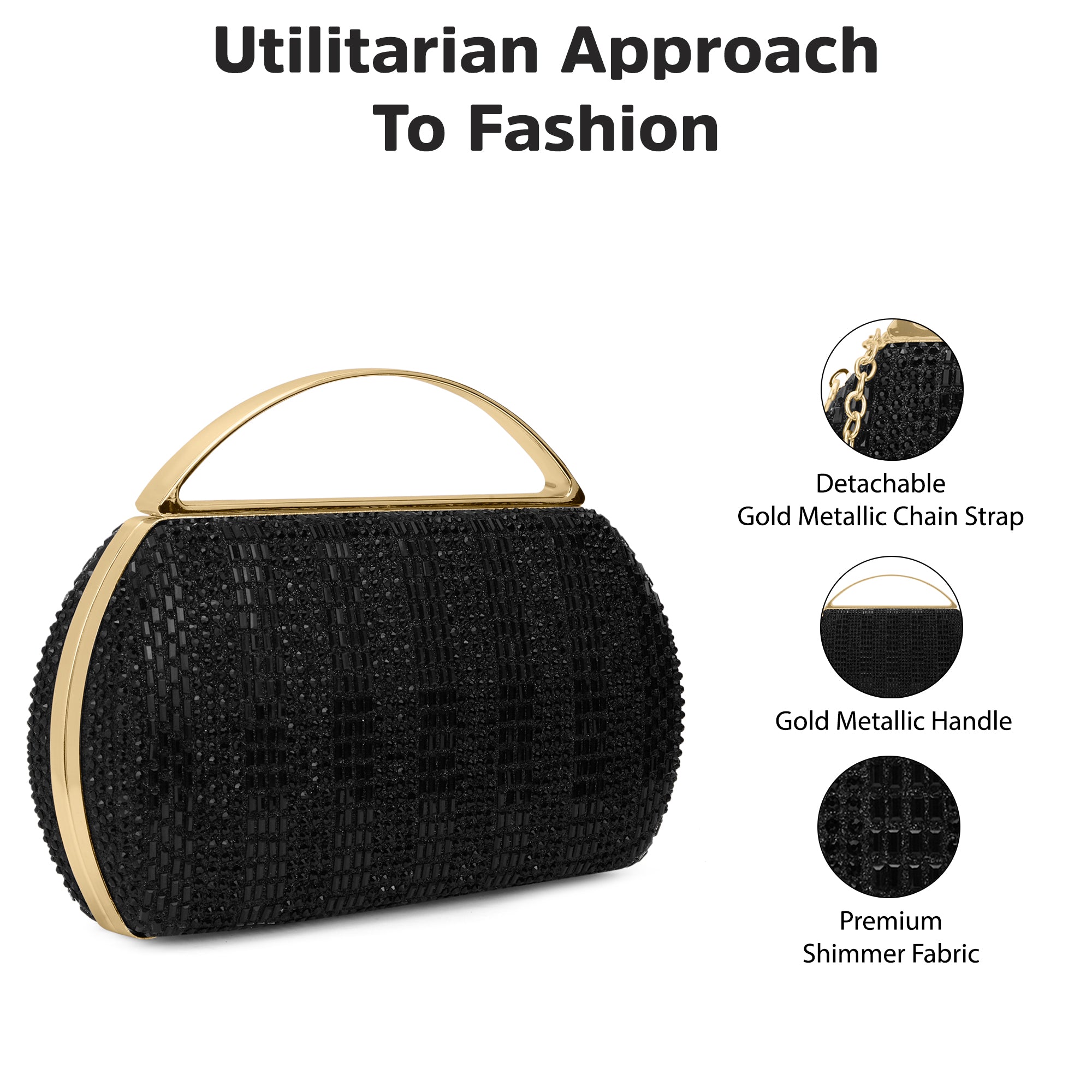 Bun Large Handle Clutch Black