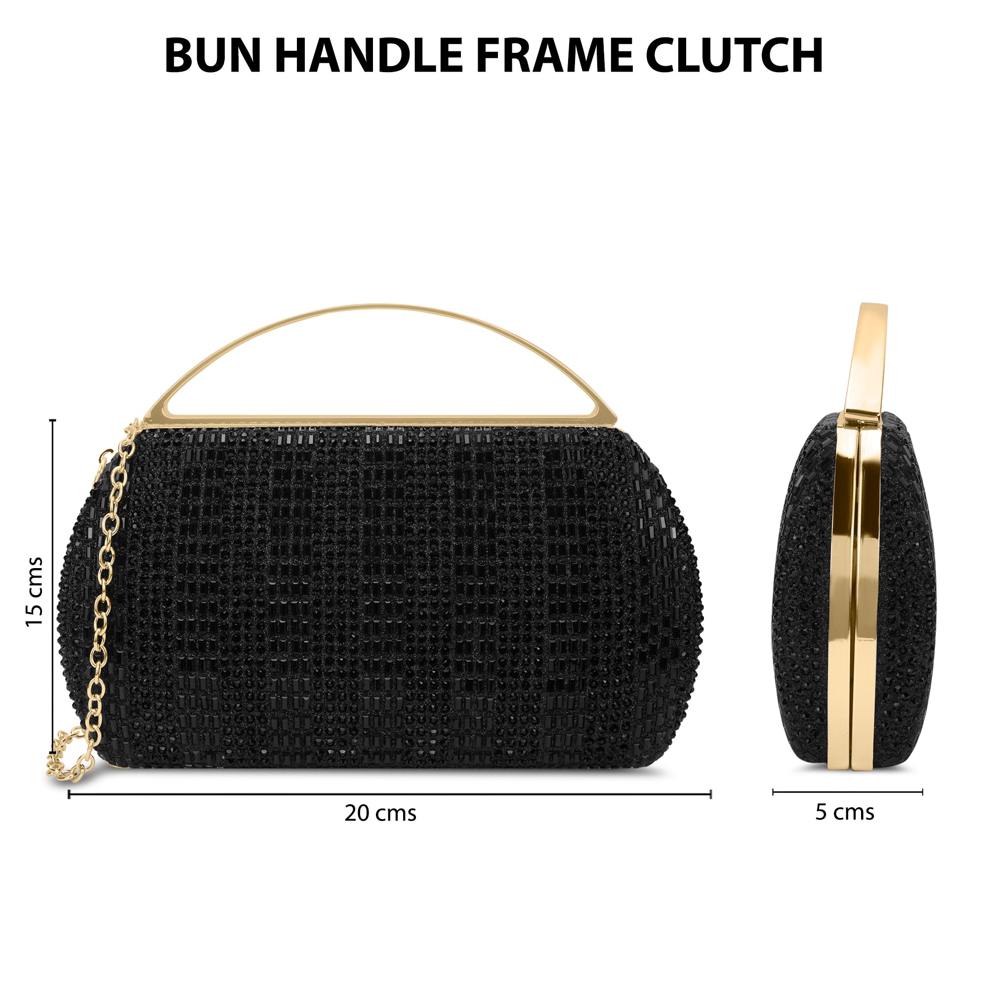 Bun Large Handle Clutch Black